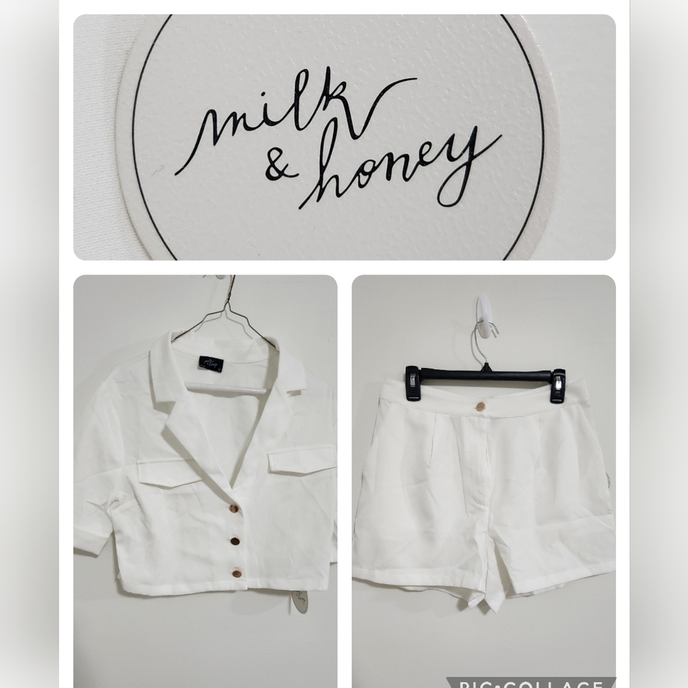 Milk & Honey Short/Crop Set - Size Large, NWT.